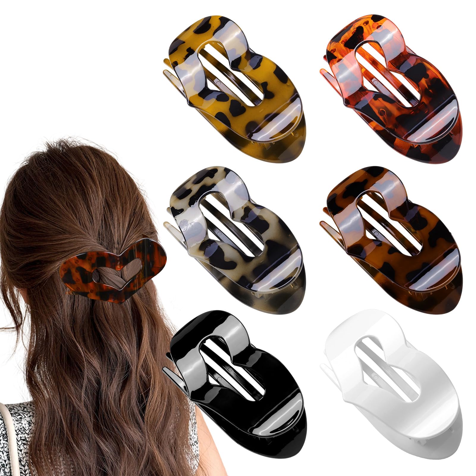 Moerstar 6 Fermagli Fermagli per Capelli Donna, Mollette Capelli Donna Elegante, Leggeri, Comodi, Antiscivolo per Capelli Spessi e Sottili (Stile6)