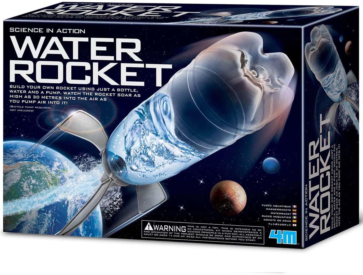 4M: Science in Action - Water Rocket - Bottle Rocket Launcher Kit, Soars Up to 98', Learn Action & Reaction Principles, Kinetic Energy Outdoor Project