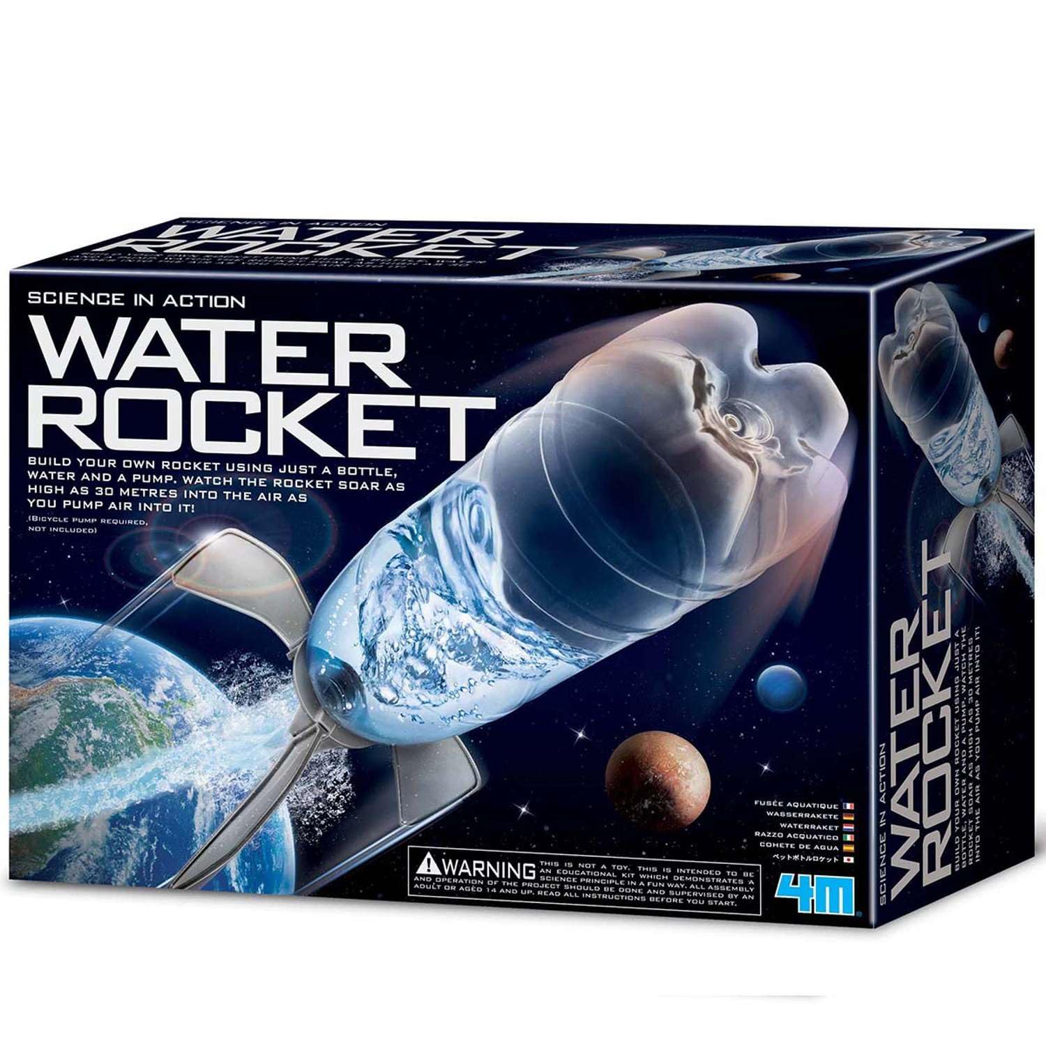 4M Science In Action Water Rocket Kit - Build a Bottle Launcher with Pump (Not Included) | Flying up to 30 m | Air-Powered Outdoor Physics Experiment for Teenagers Age 14+ | Educational STEM Toy Gift