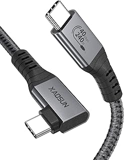 XAOSUN USB 4 Cable 240W Right Angle with Thunderbolt 4, 1.8M 90 Degree USB4 USB-C 240W Charging Thunderbolt 4 Cable with 8K/5K@60Hz&Dual 4K Display,40Gbps Data Transfer, MacBook Pro, iPad Pro, Docks