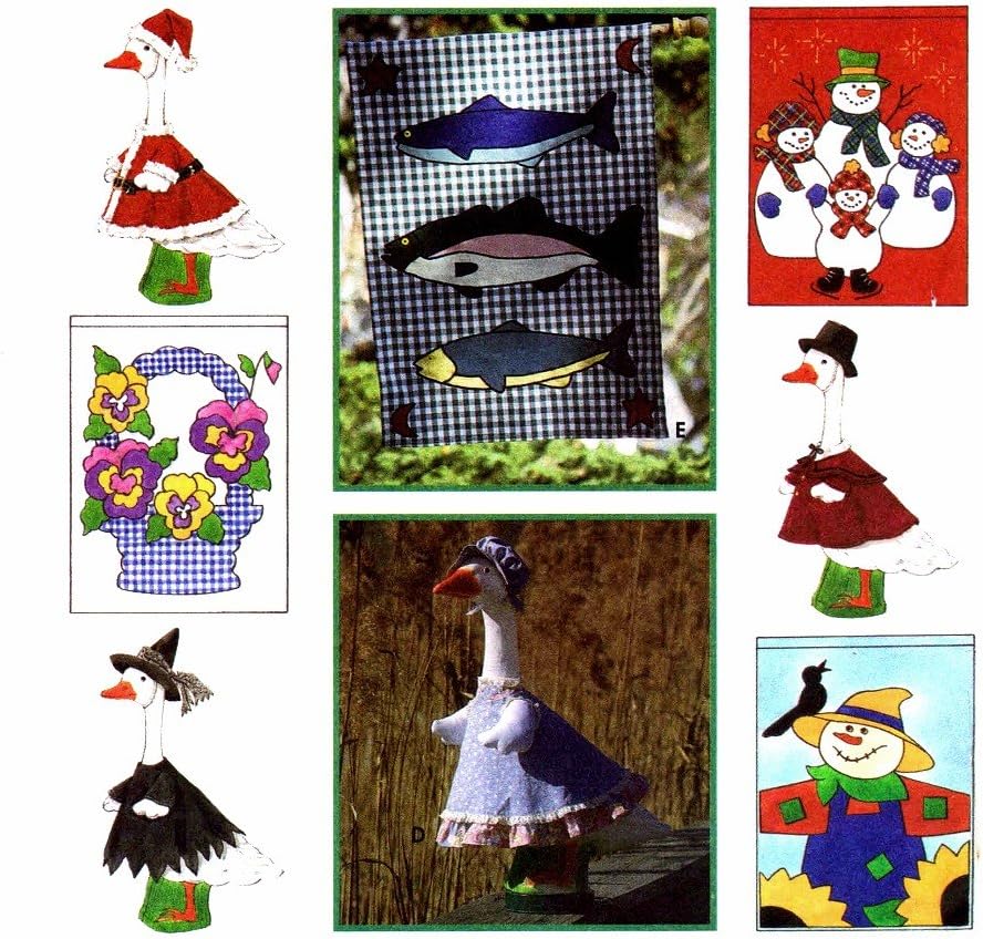 OOP Simplicity Craft Pattern 9019. Seasonal Yard Flags & Seasonal Clothing for 22"-26" Lawn Geese