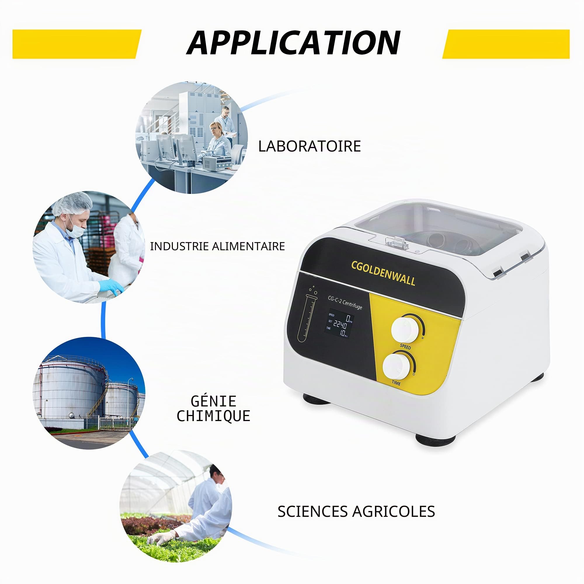 CGOLDENWALL Centrifugeuse de Laboratoire Machine de Centrifugeuse 10ml*6 1920xg avec 4000rpm-999minutes Minuterie 5/8 / 10ml Tubes disponible (Vitesse&Heure Affichage, 6 Trous)
