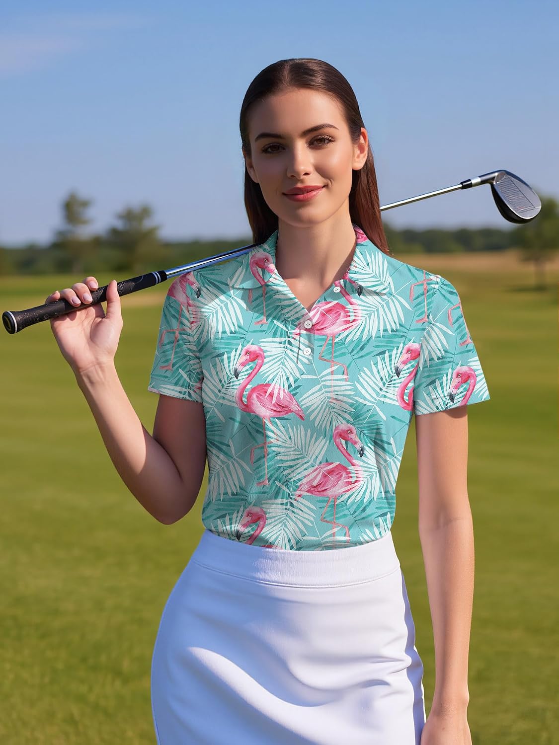HIVICHI Funny Golf Shirts for Women Print Crazy Pattern Cute Novelty Moisture Wicking Short Sleeve Tennis Polo Shirt