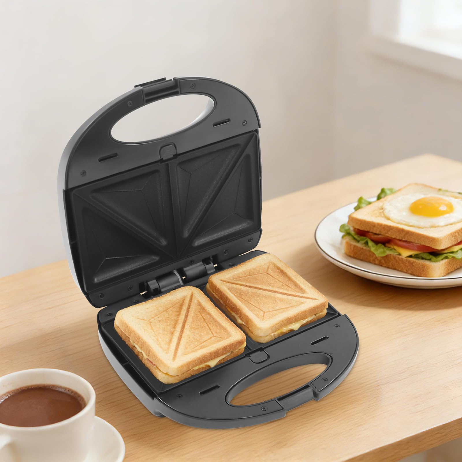 3 en 1 - Desayuno eléctrico con 3 placas de cocción intercambiables, 900 W