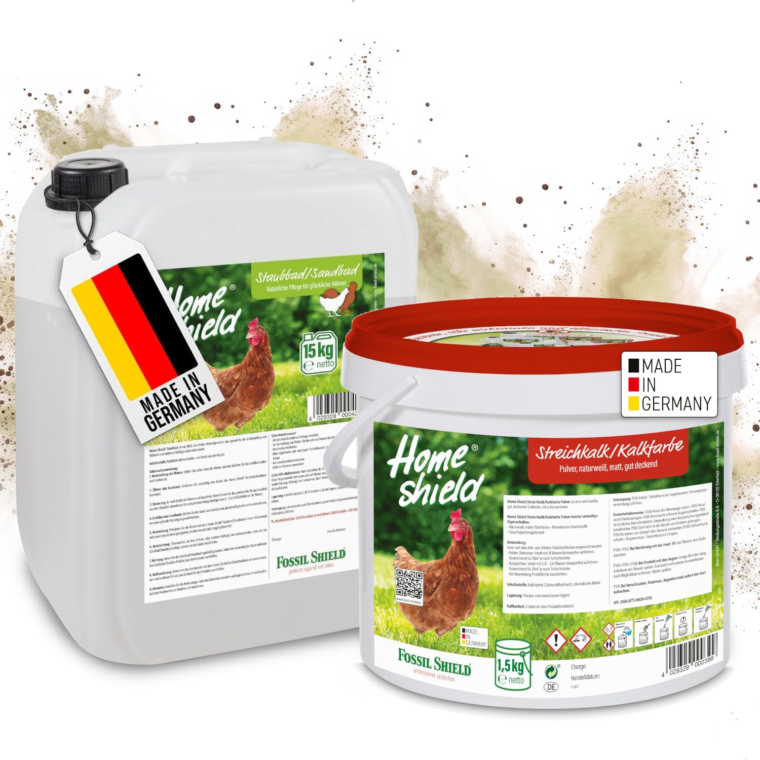 Bundle - 1,5 kg Eimer Kalkfarbe weiß & 15 kg Kanister Sandbad
