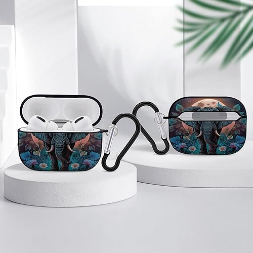Miniatura 4 de Boho-Elephant - Funda para Airpods Pro (21 generación) con llavero, funda protectora completa a prueba de golpes, funda rígida de policarbonato