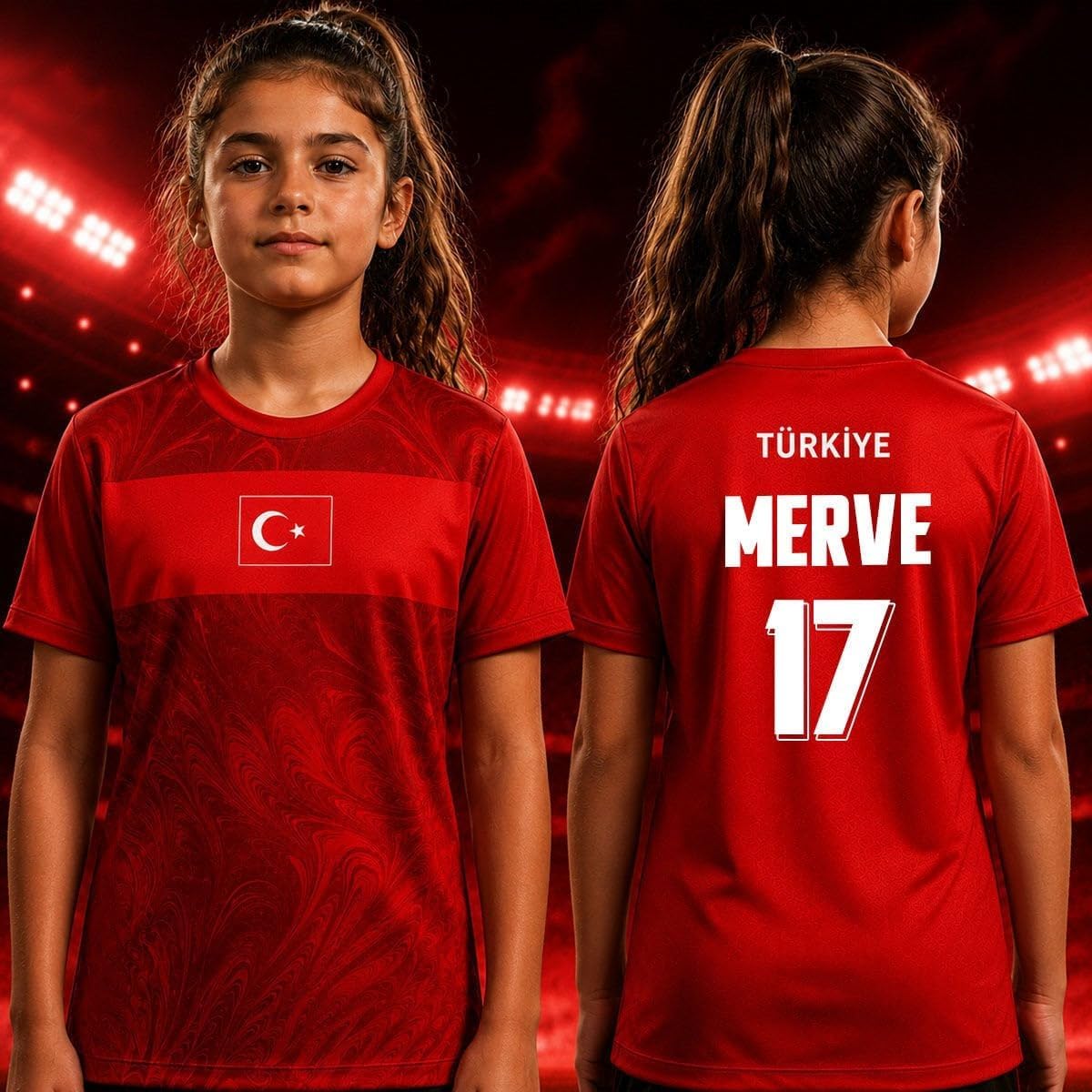 Personalized Red Türkiye Football Fan Jersey | Custom Name & Number Soccer Shirt | Handmade Supporter Gift for Kids and Adults
