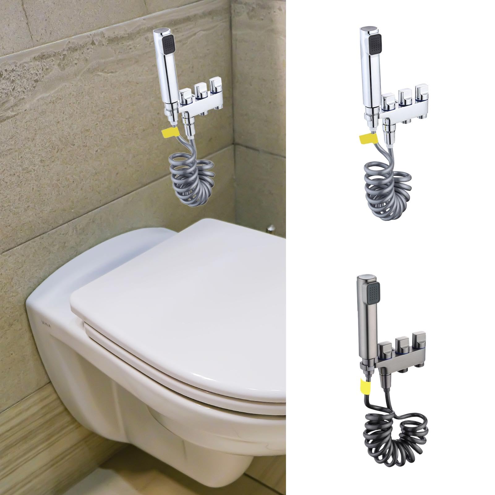 Spruzzatore Bidet Da WC Doccetta Portatile Per Pannolini Con Tubo | Doccetta Manuale WC Igiene Personale Strumenti Pulizia Attacco Bidet WC