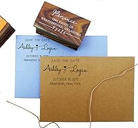 Vista 2 de Sello de invitación de boda personalizado Guardar la fecha Sello de goma montado en madera Idea de regalo