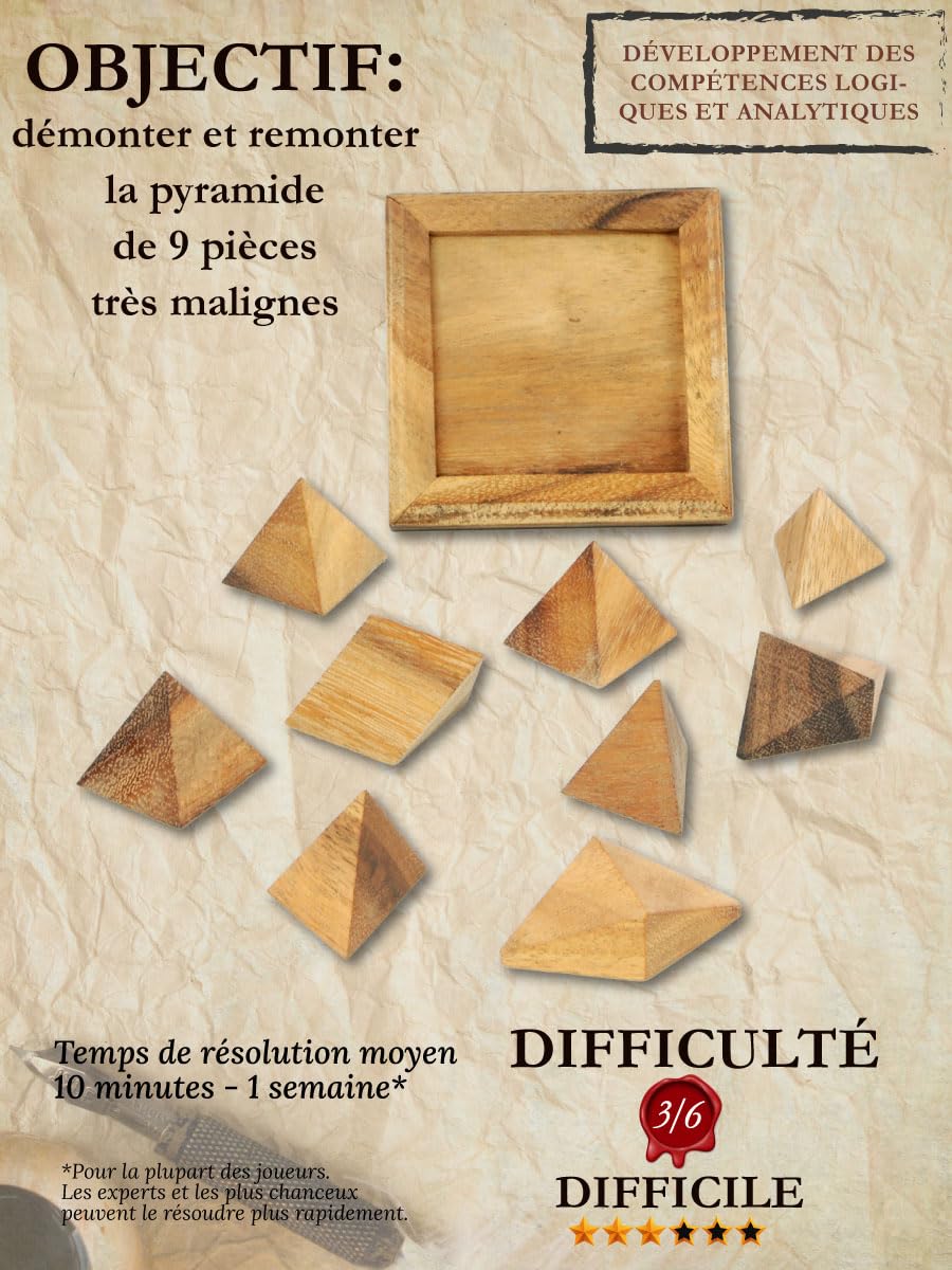 Casse-tête 3D En Bois 'Le Parachute De Léonardo' - Difficulté Extrême (4/6) - 12 Pièces - Collection Casse-tête 3D En Bois 'Le Parachute De Léonardo' - Difficulté Extrême (4/6) - 12 Pièces - Collection