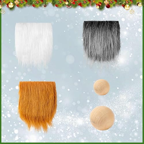 Miniatura 2 de FFchuanhe Paquete de 18 barbas de gnomos para manualidades, juego de bolas de madera de gnomos precortadas de piel sintética, adecuado para Navidad,