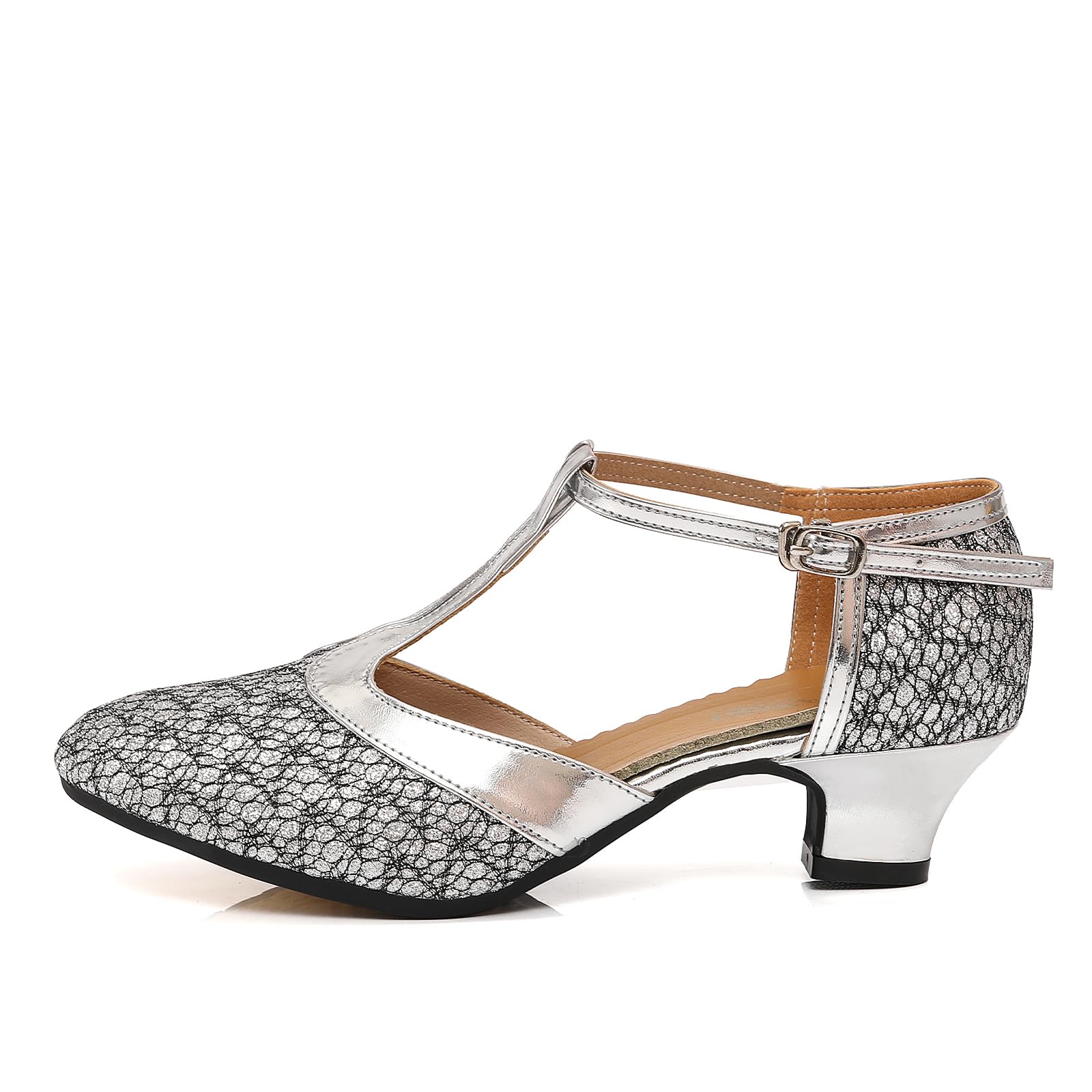 Women's Glitter Dance Shoes Flapper Gatsby 1920s Shoes Latin Tango Salsa Ballroom Heels
