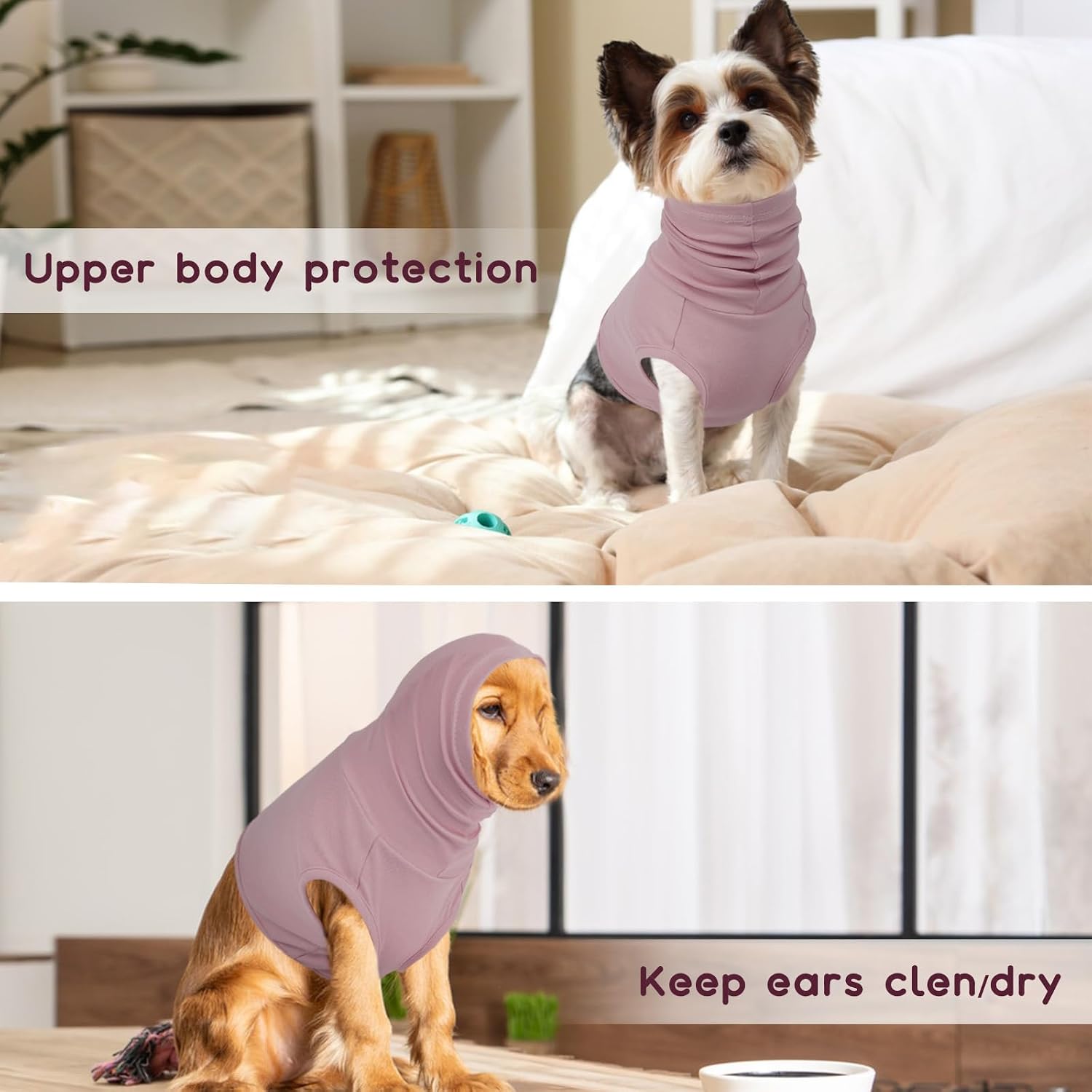 ROZKITCH Dog Neck Protector, Dog Neck Surgery Recovery Suit Surgical Neck Cover Cat Ear Hematoma Wrap Purple S