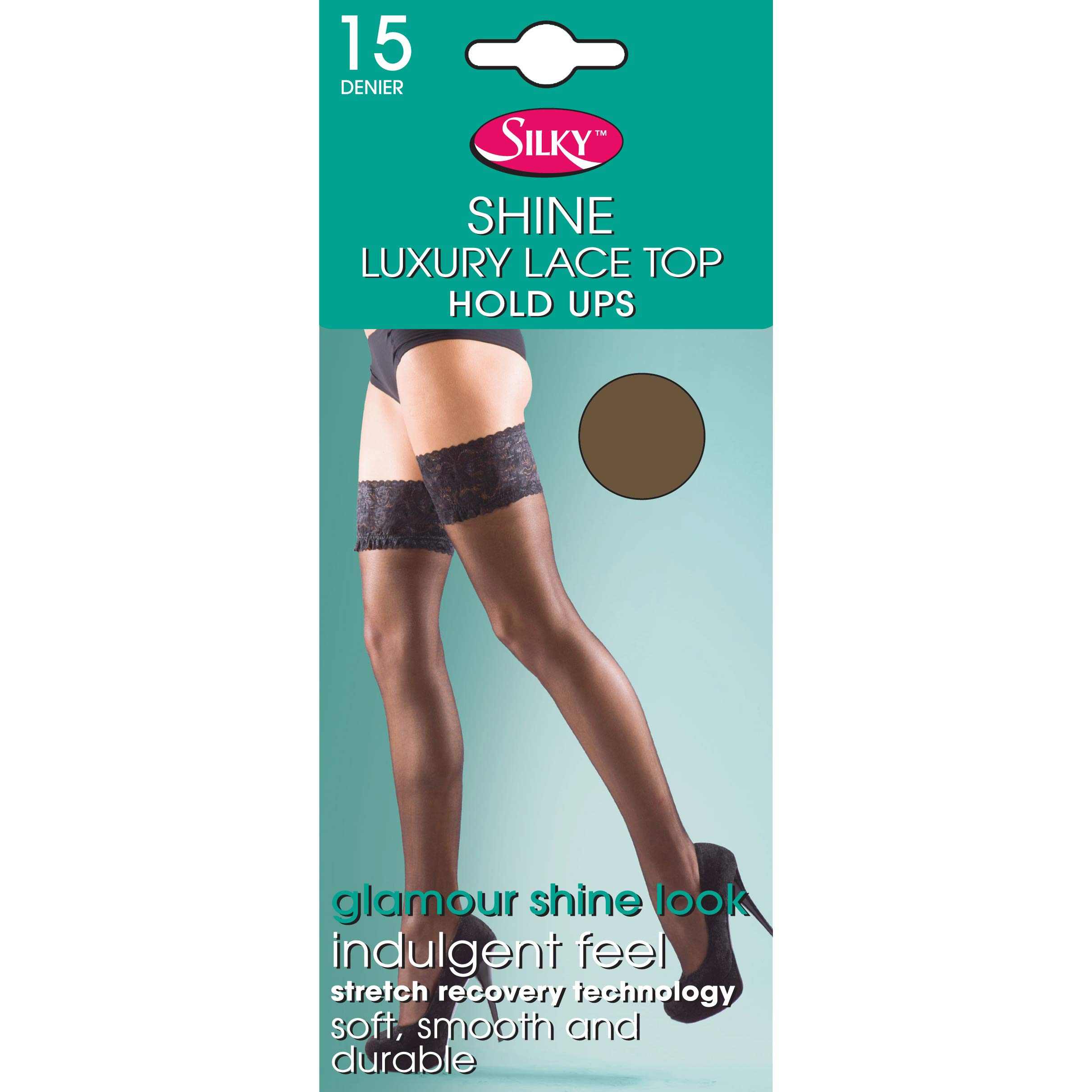 Silky Womens/Ladies Shine Lace Top Hold Ups (1 Pair) (Large (5ft6”-5ft10”)) (Nude)