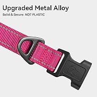 Vista 3 de Joytale - Collar reflectante para perro, collar de nailon transpirable con acolchado de neopreno suave para mascotas, ajustable para perros Rosado