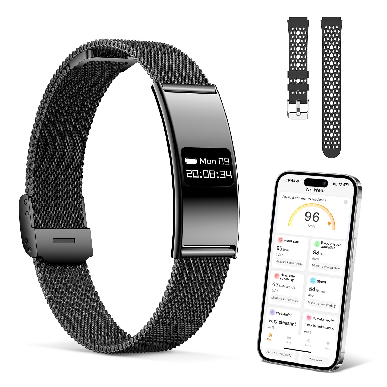 Smartwatch Fitness Tracker Impermeabile, Orologio Smart Band Donna Uomo con Cardiofrequenzimetro, SpO2, Stress, Monitoraggio del Sonno, Modalità Sport Multiple, Compatibile Android iOS