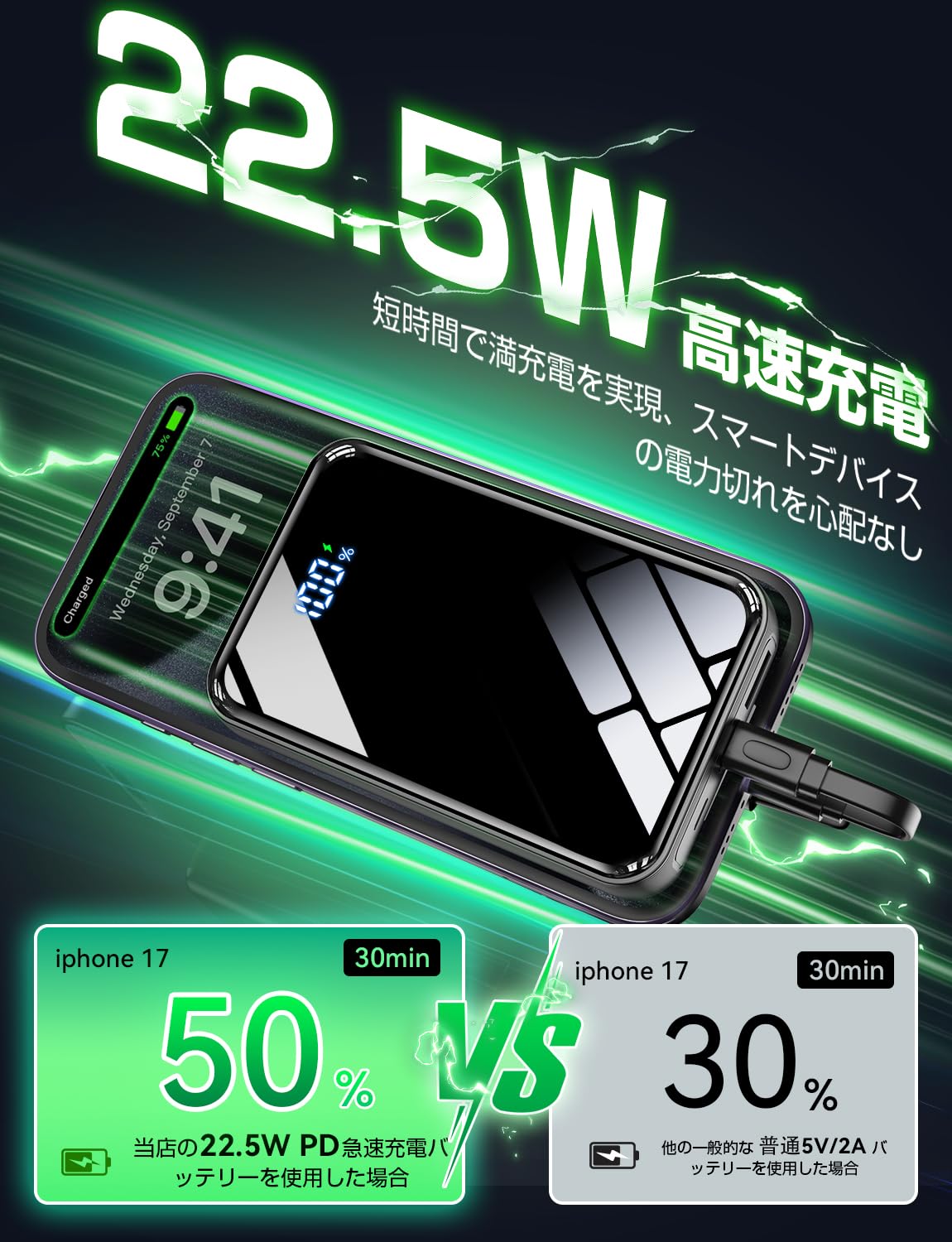 50000mAhの超大容量モバイルバッテリー。 Amazon | モバイルバッテリー 大容量 【50000mAh大容量&3台同時充電
