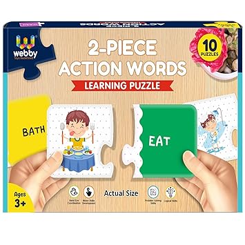 Webby Action Word 2 Pieces Learning Pack Jigsaw Puzzle, Montessori Early Educational Pre School Puzzle Toys for 3+ Years Kid - image, photos