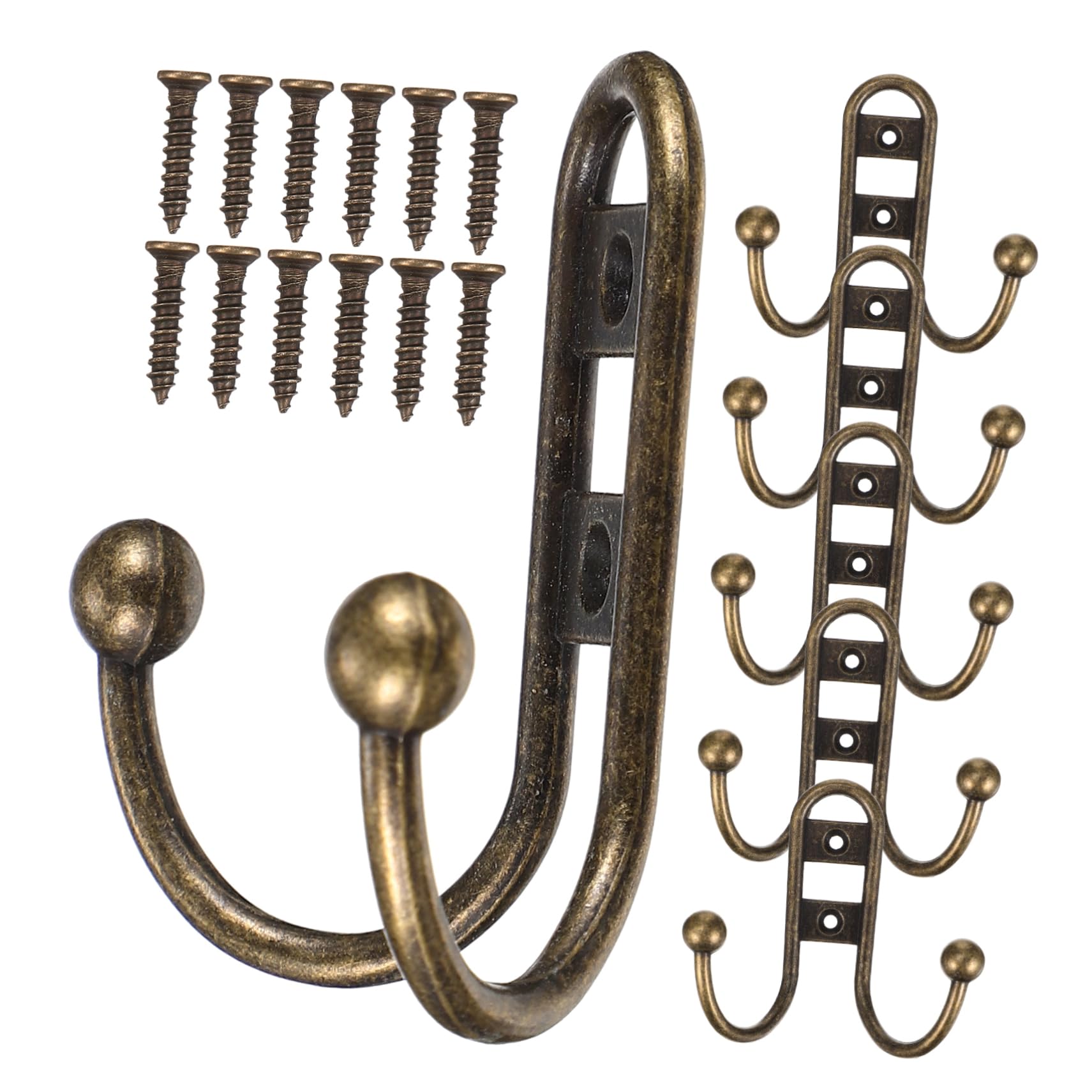 OUNONA 6pcs Vintage Iron Wall Hooks Decorative Kitchen Bathroom Hangers Sturdy Towel Clothes Holders Easy Installation Over Door Wall Space Saving Storage for Home Use