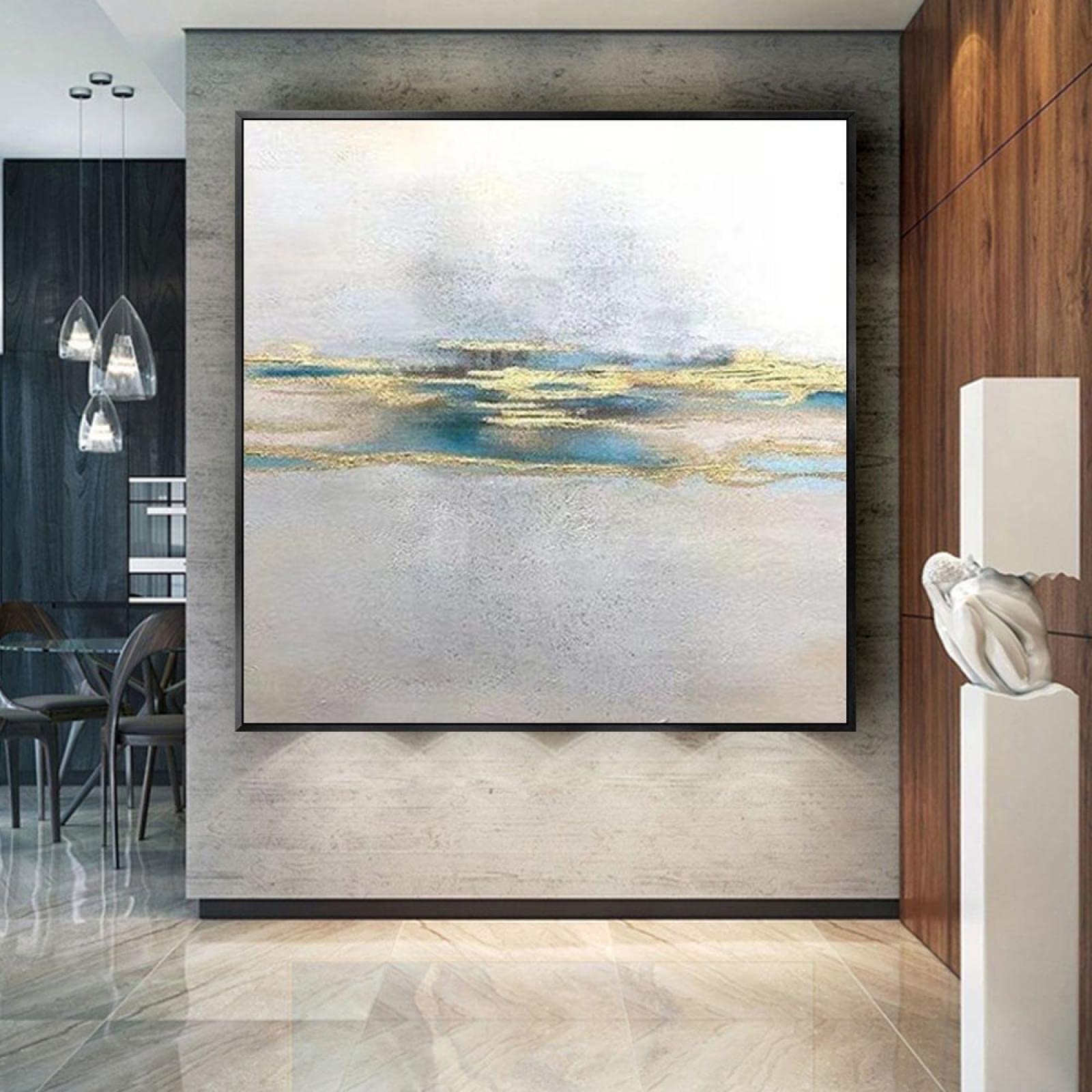 Ptura a Olio Astratta in Giallo E Verde Blu Immagine Stock - Immagine