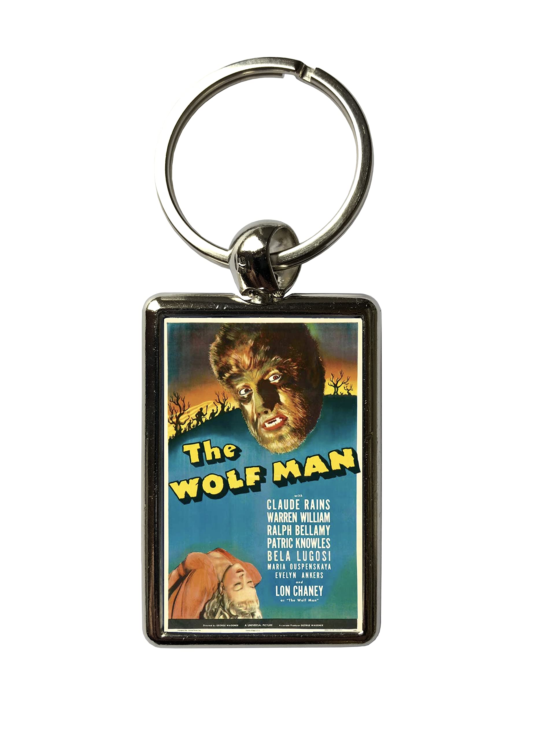 Super Universe The Wolf Man Classic Horror Movie Poster Metal Keyring 3 x 4.5 cm