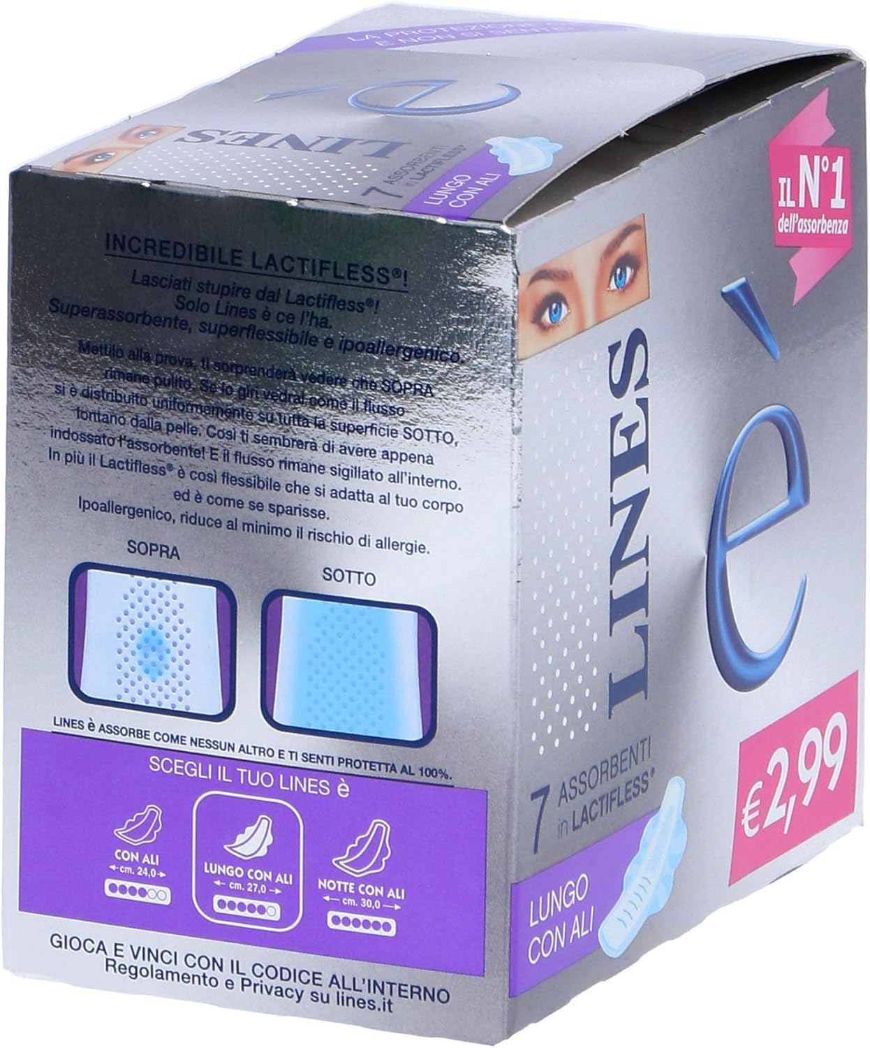 Lines è lungo con ali 12x 7 st. saugfähig in Lactifless lang mit Flügeln + italian Gourmet polpa 400g