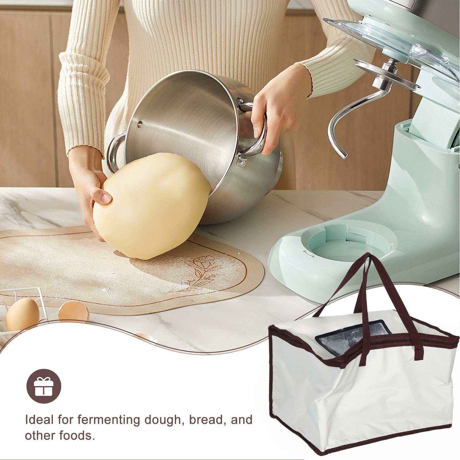 Mobestech Scatola per Lievitazione Impasto Riscaldamento e Controllo Temperatura Preciso, Contenitore Beige per Pane e Pizza, Facile da Pulire, per Lievitazione Casalinga