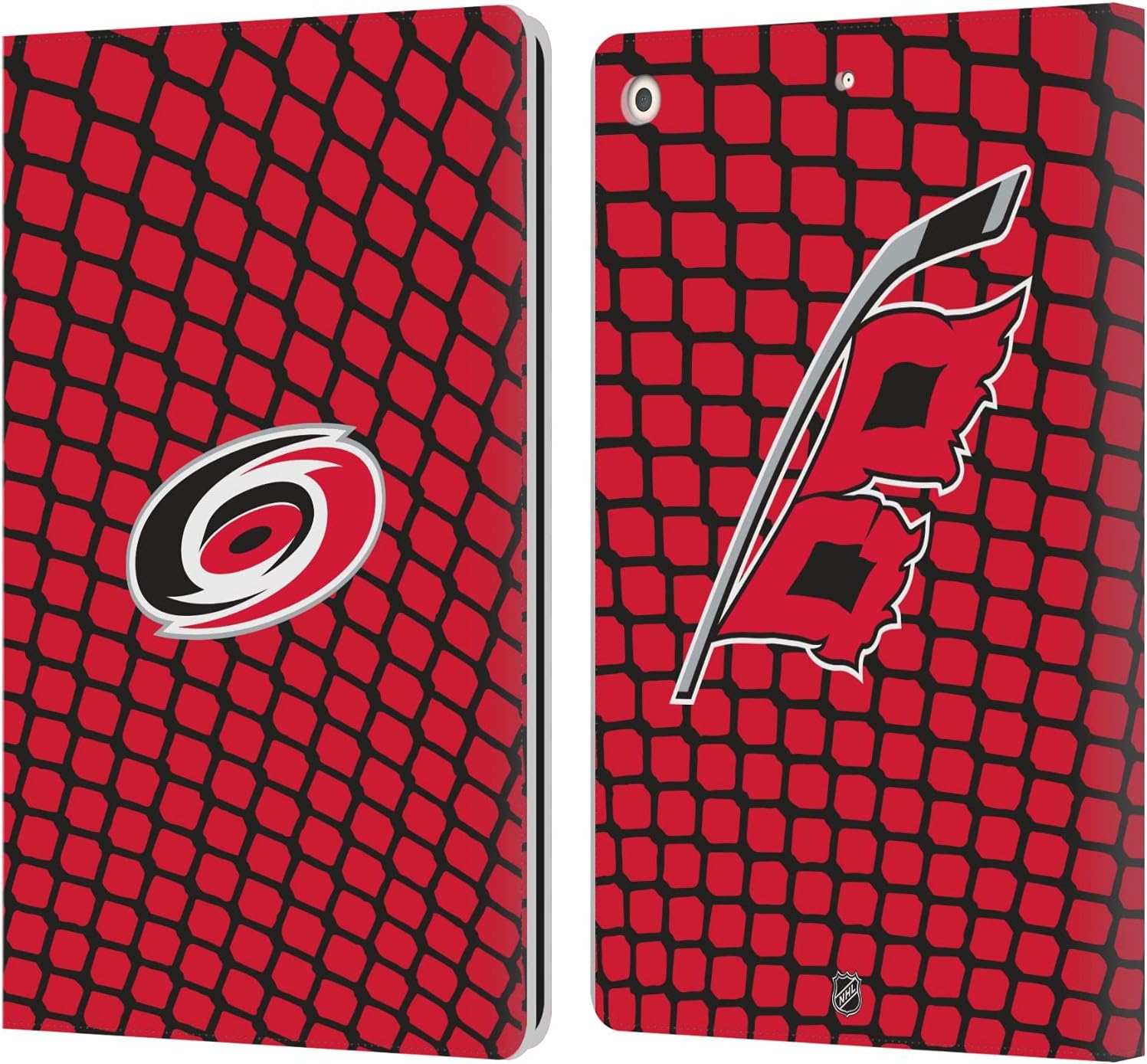 Head Case Designs Officially Licensed NHL Net Pattern Carolina Hurricanes Leather Wallet Case Compatible with Apple iPad 10.2 2019/2020/2021