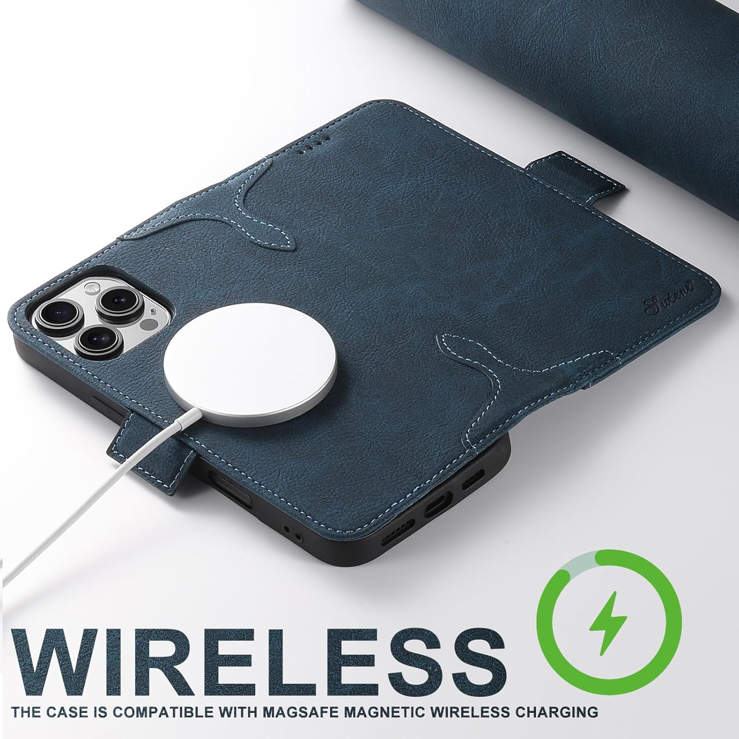 SINIANL for iPhone 14 Pro Max Wallet Case Compatible with MagSafe Wireless Charging, Magnetic Leather Flip Folio Cover with Card Slots Holder Kickstand Case Wallet for iPhone 14 Pro Max Blue