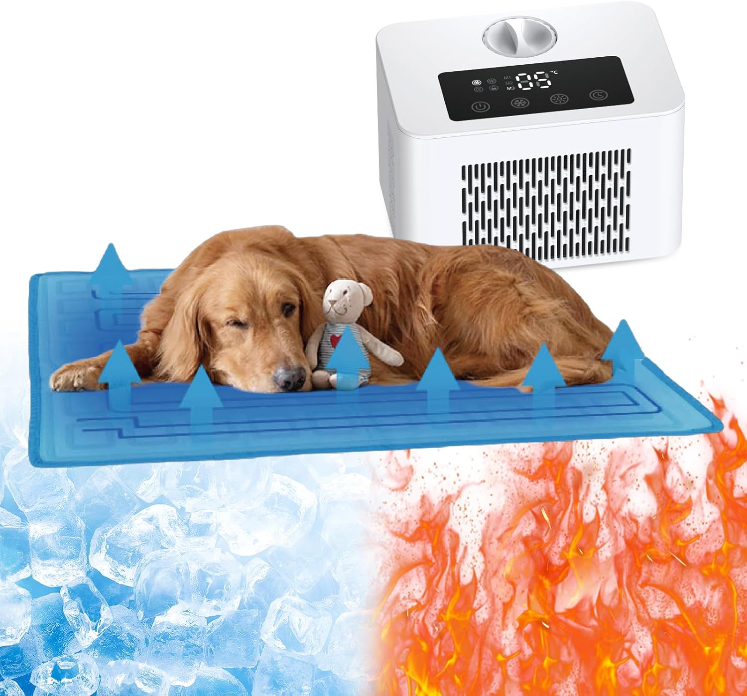 Pet Cooling Mat & Heating Mat, Electric Cooling Pad for Dogs Cats, Washable Dog Bed for Crate Kennel, Seat Cushion for Chair Offic Home, Water Circulation Pad Multi-Functional Cooling System