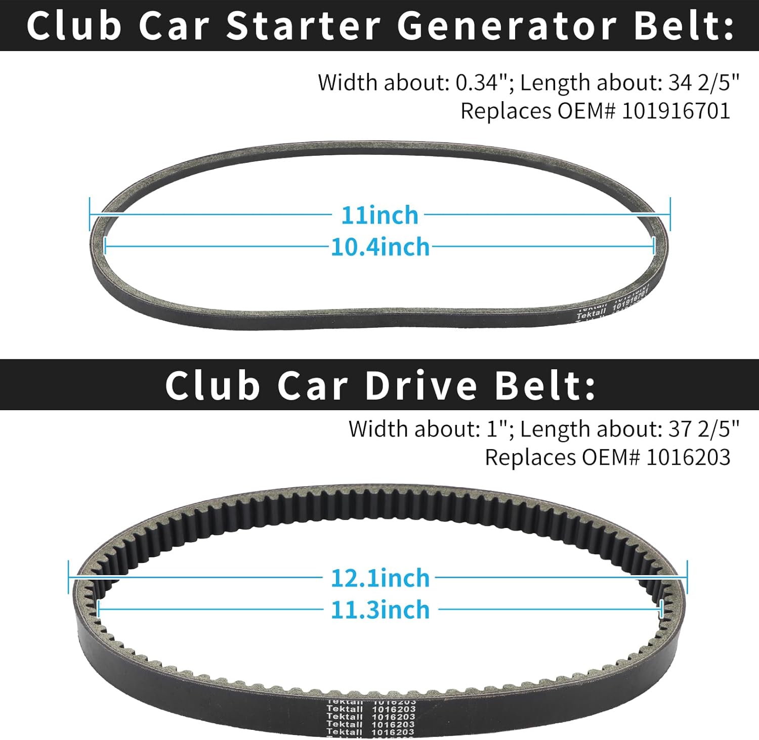 Drive Clutch with Belts Fit for Club Car Gas Golf Cart DS Precedent 1997-2015 with Kawasaki Engine FE290 & FE350, 101833902 101832902