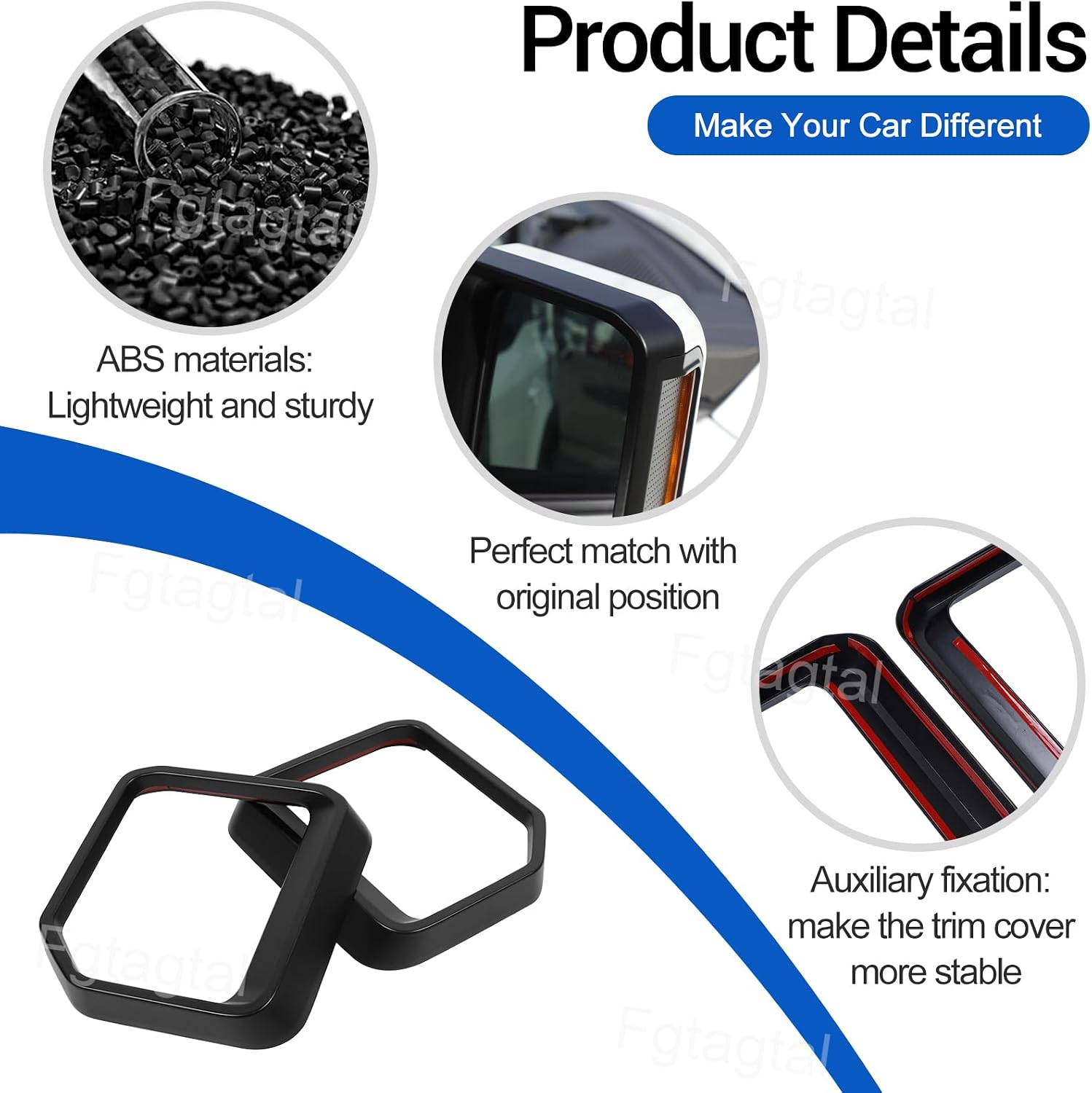 Exterior Side Rearview Mirror Rain Eyebrow Frame Compatible with Toyota Land Cruiser 250 Prado 2024 2025 2026, ABS Rearview Mirror Cover Rain Eyebrows Trim Frame 2Pcs (Matte Black) image 3