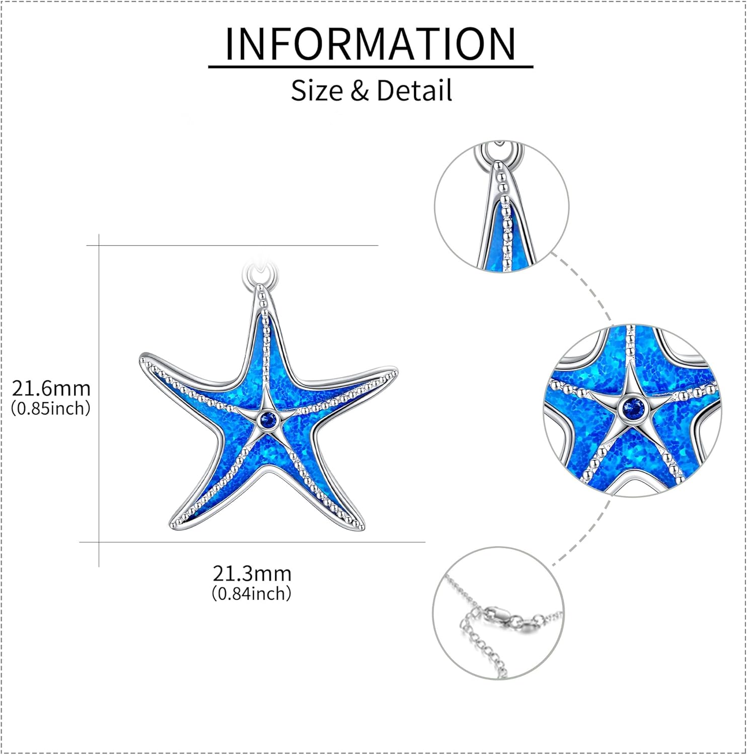 Starfish Necklace 925 Sterling Silver Opal Starfish Pendant Ocean Mother's Day Jewelry for Women Mom - Image 6