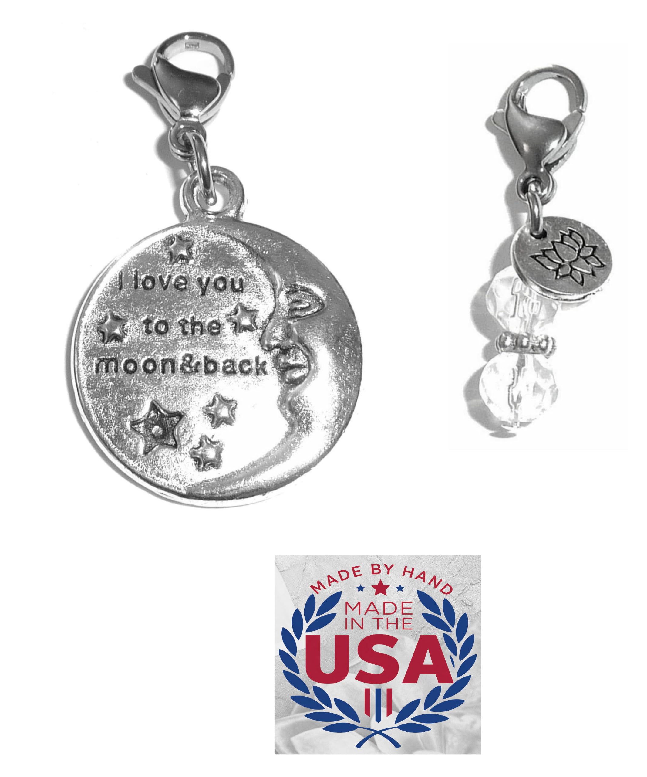 Hidden Hollow Beads Clip On Charm for Purse, Handbag, Keychain, Zipper Pull, Backpack, Jewelry Accessory, USA