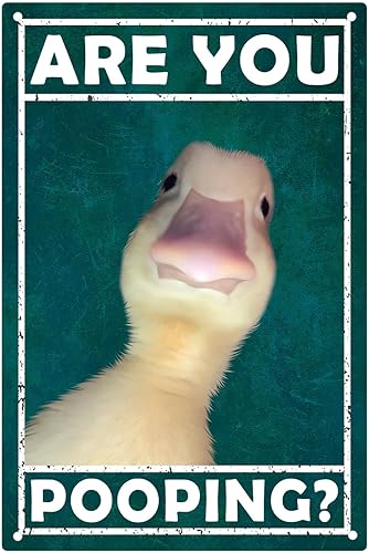 ZKflager Letrero de metal con texto en inglés "Are You Pooping", diseño de pato divertido, retro, vintage, para baño, baño, baño, baño, pared, 8 x