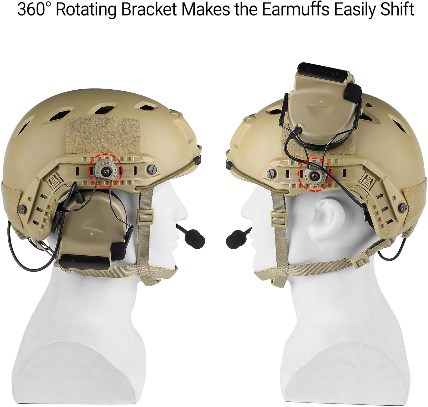 Comta II Tactical Headset with mic, Airsoft Helmet Headset with Sponge Ear Pads ARC Rail Adapter, without Noise Cancellation - Image 3