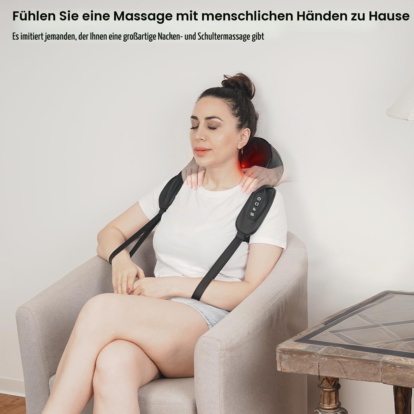 TISSCARE Shiatsu Nackenmassagegerät mit Wärme – Elektrisches Massagegerät für Schulter, Rücken, Beine & Füße – Tiefe Gewebemassage zur Entspannung – Geschenk für Eltern & Partner