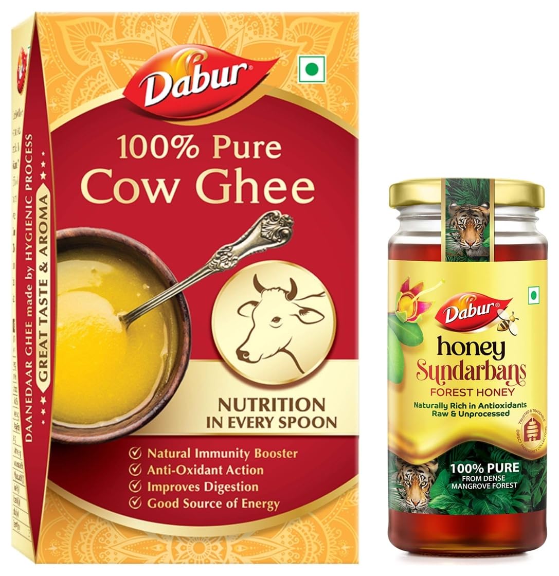 Dabur 100% Pure Daanedaar Cow Ghee with Rich Aroma | Naturally improves digestion and boosts immunity -1L & Dabur Honey Sundarbans-500gm (B0CDDMB29F) Amazon Price History, Amazon Price Tracker