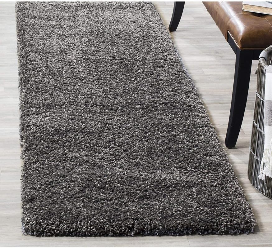 SUEZY® Super Ultra Soft Collection of Finishing Anti Slip Shaggy Fluffy Fur Rugs and Carpet for Living Room, Bedroom, Hall Area High Pile with Your Kids Room, Bedside Runner 2x5 Feet Grey