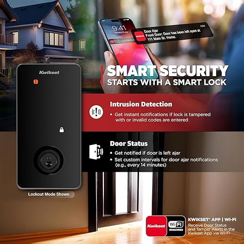 Miniatura 7 de Kwikset Halo Select Smart Lock Cerradura de puerta de entrada sin llave Wi-Fi y cerrojo habilitado para materia, no necesita concentrador,