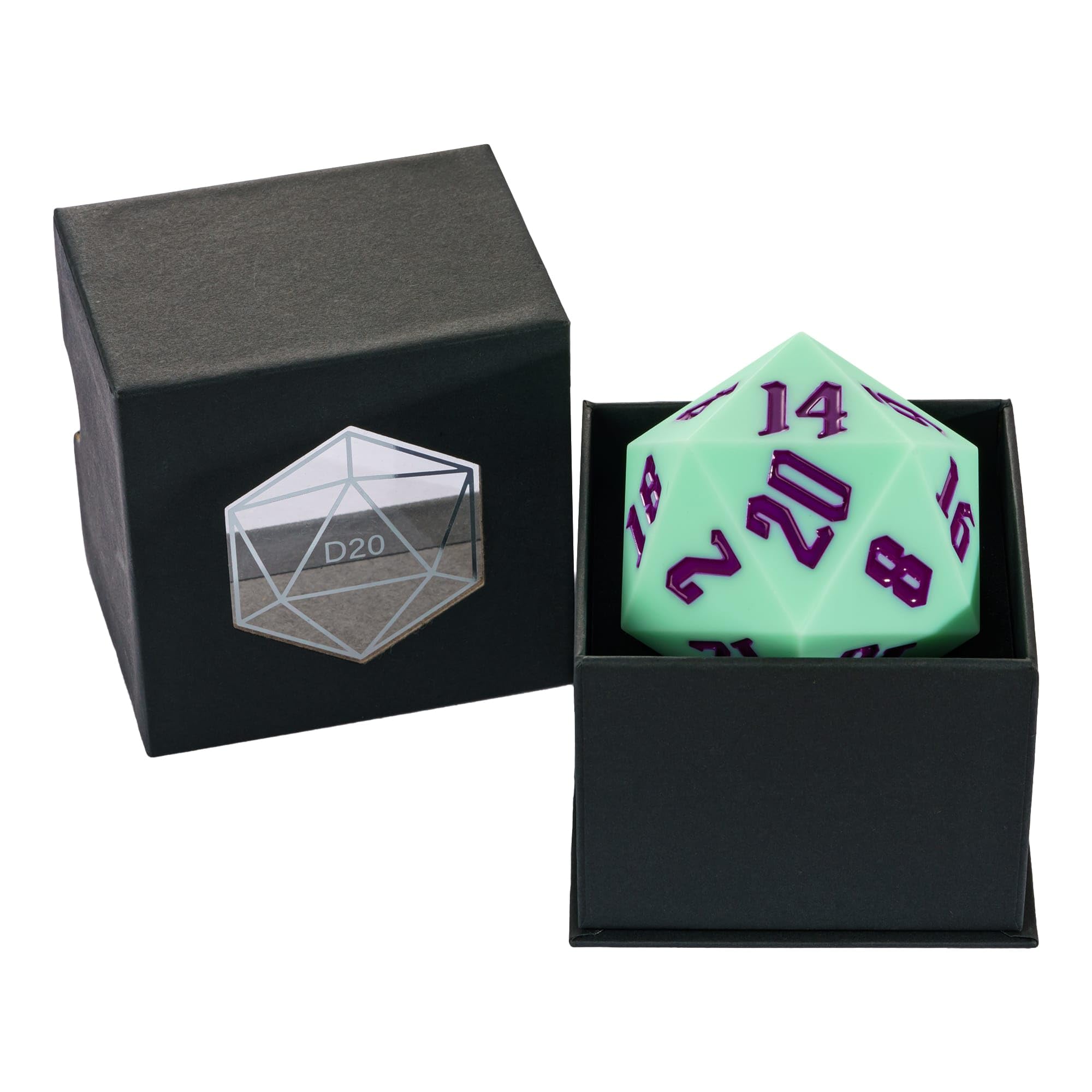 Dados D20 de silicona de 55 mm, dados grandes D20 individuales de 20 caras, dados poliédricos gigantes D20 con caja de regalo para Dungeons and Dragons RPG, bar, pub, club, fiesta, aula