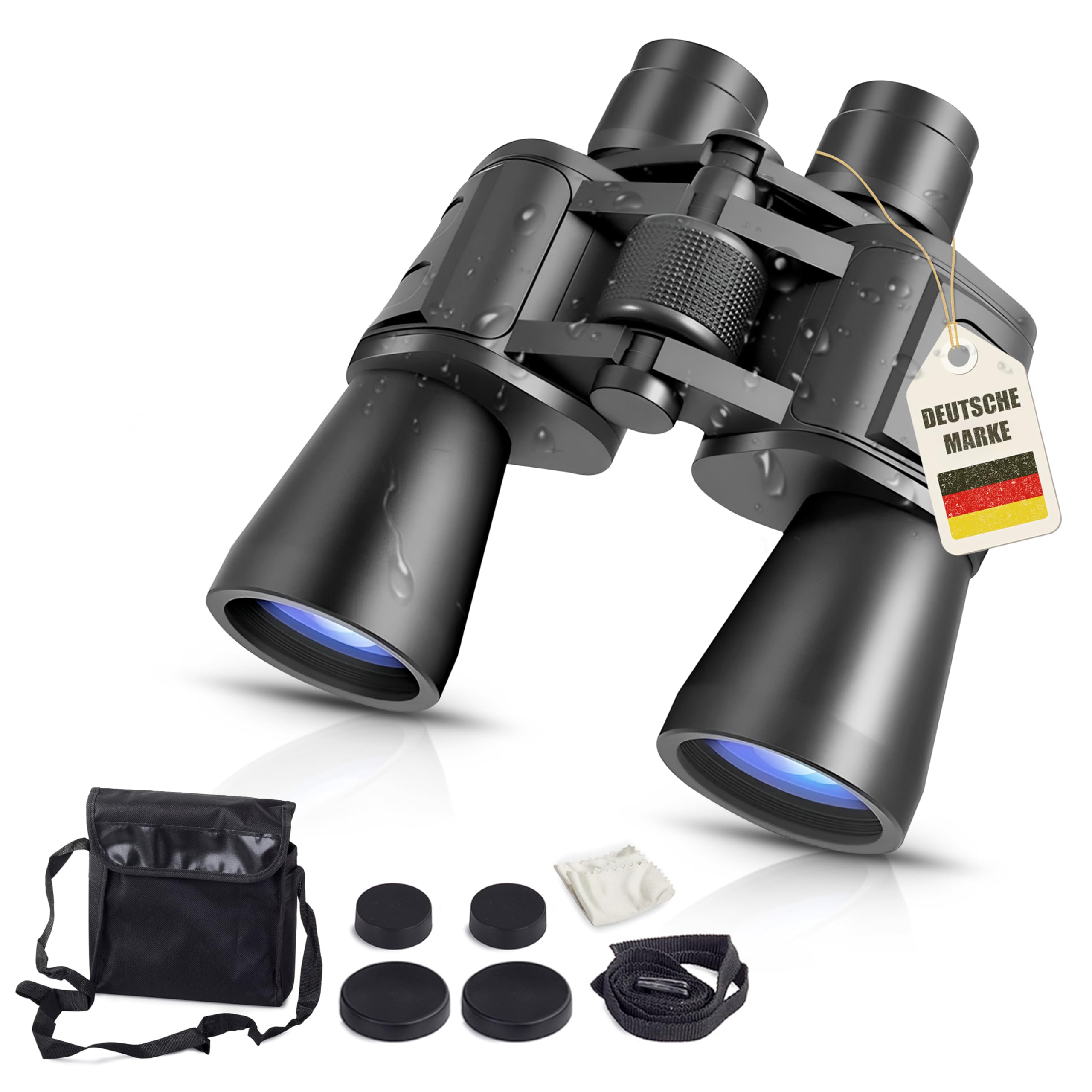 Prismáticos de calidad HD 20 x 50 | Potente cortadora de campo incluye bolsa, cubiertas de lentes y paño de limpieza, ideal para exteriores, senderismo, safari, caza, observación de