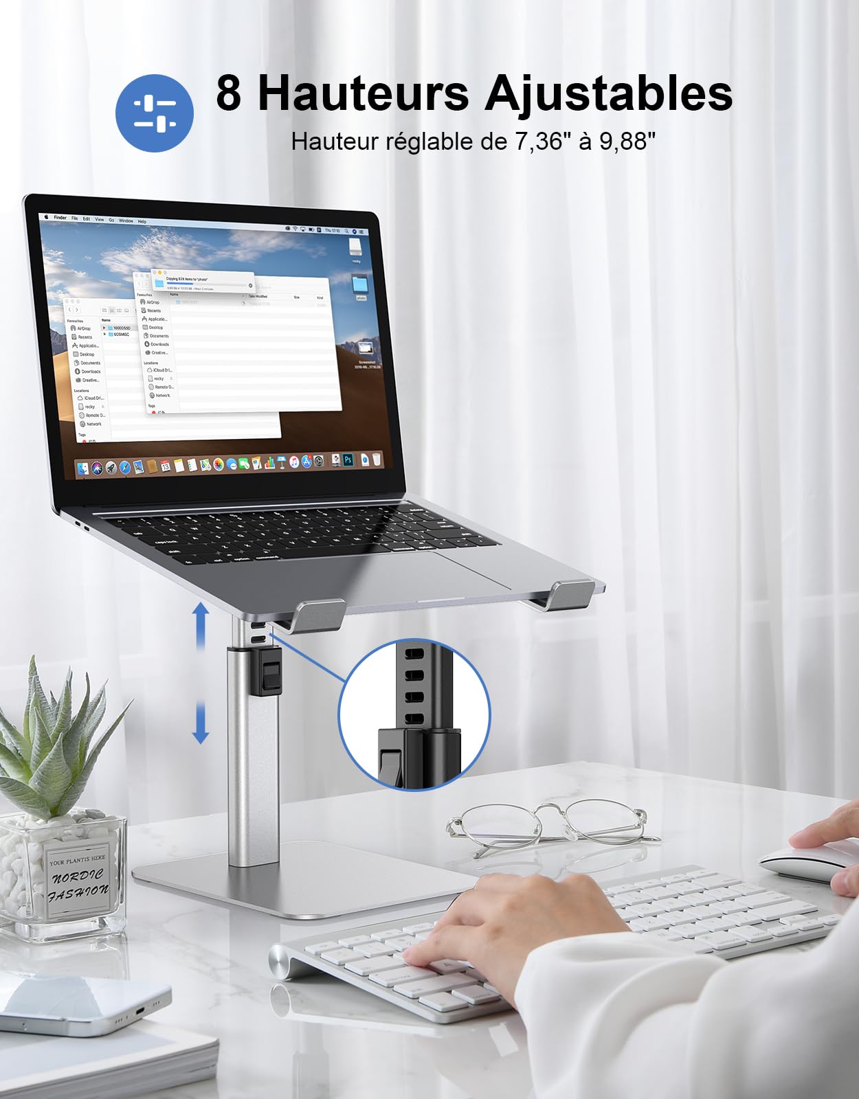 Support D'Ordinateur Portable Riser Réglable En Hauteur En Aluminium