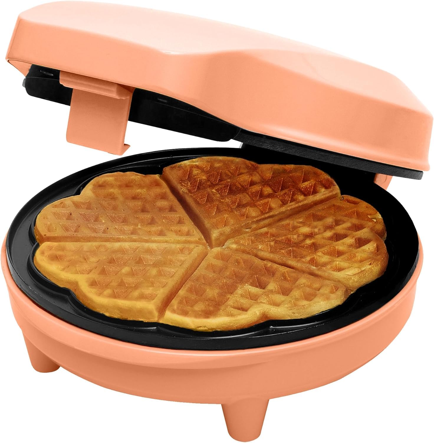 Bestron Sweet Dreams - Piastra per waffle a forma di cuore con rivestimento antiaderente, 700 Watt, colore: Arancione