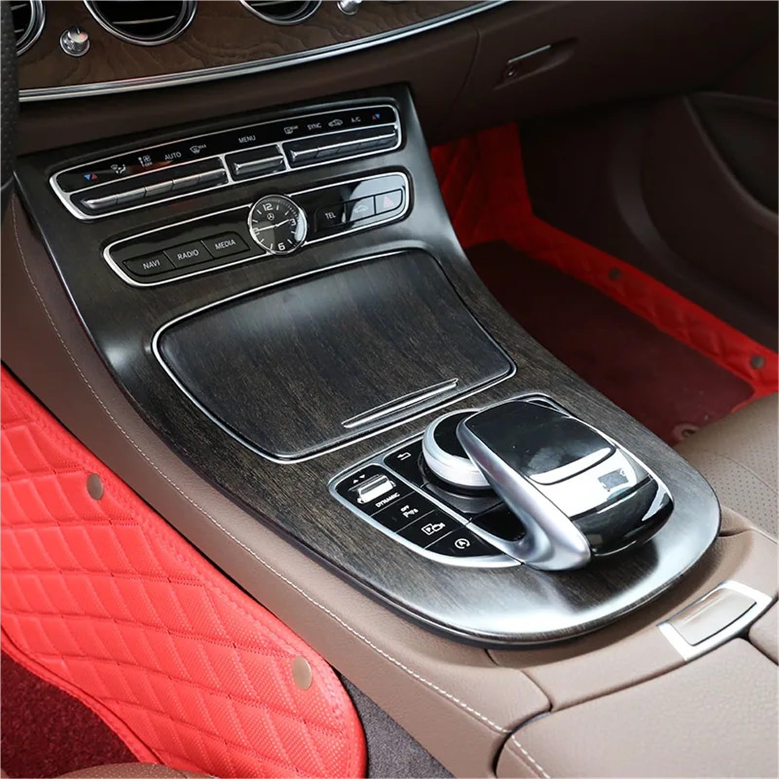 Konsola Środkowa Pasuje do Mercedesa, pasuje do Benz klasy E W213 S213 A238 C238 2016-2021 ABS, dekoracyjna osłona konsoli środkowej samochodu(Black wood 16-18)