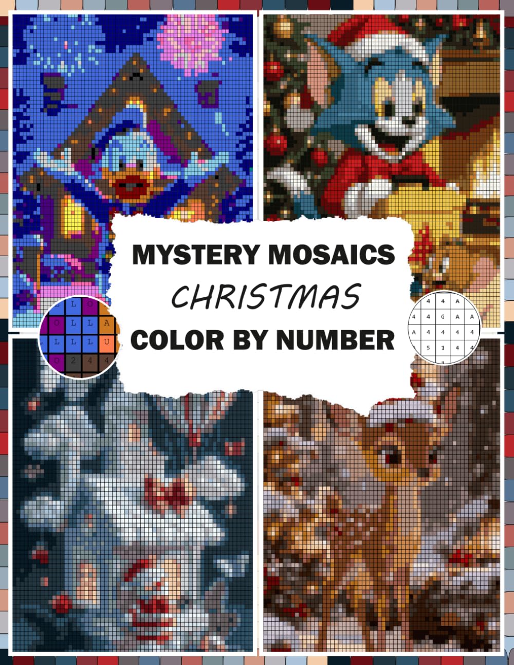 Mystery Christmas Mosaics: Color by Number Pixel Puzzle Activity Book for Stress Relief