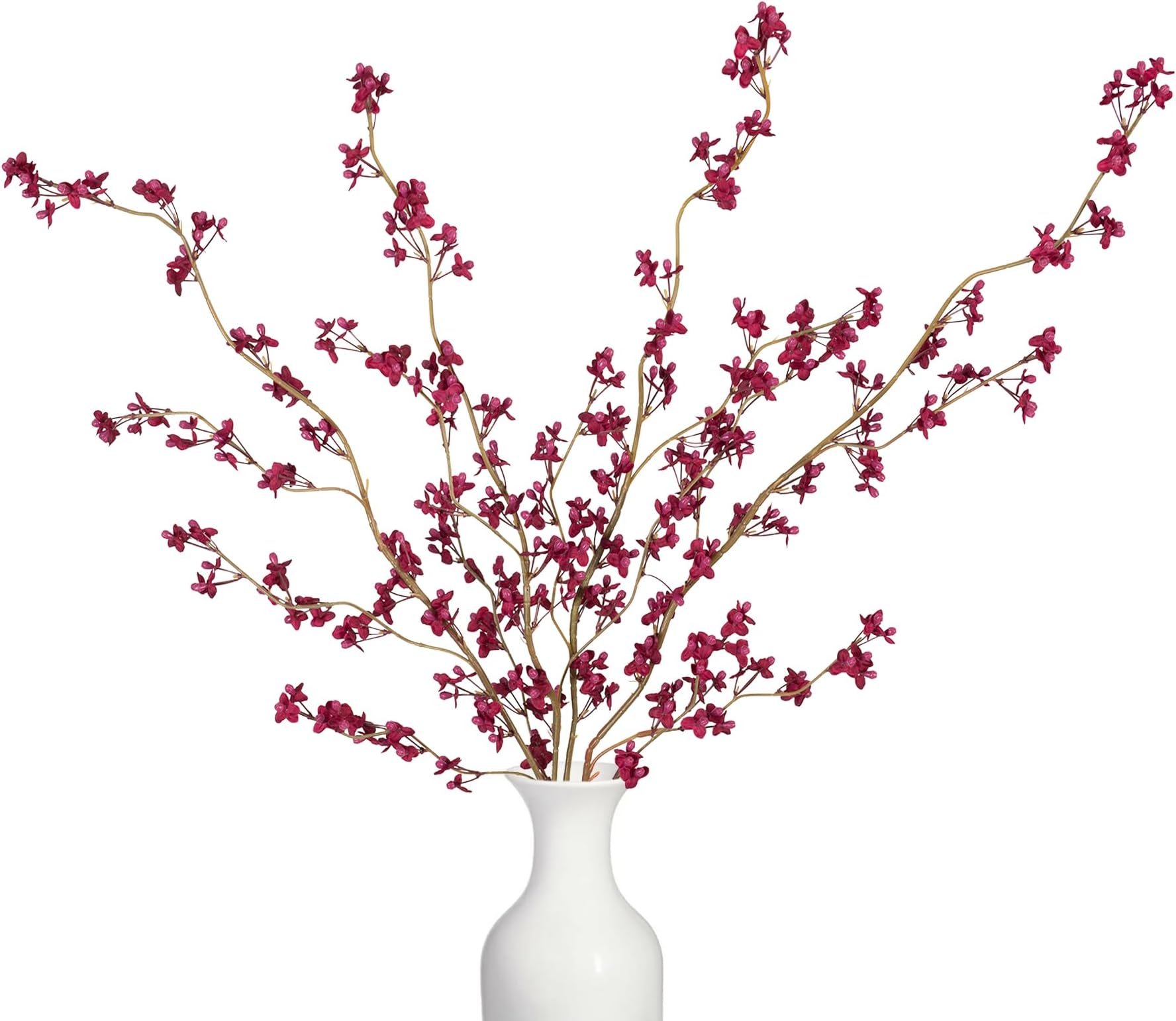 Ammyoo 4Pcs Fake Flowers Blossom Branches Artificial Flowers for Indoor Decor, Faux Long Stem Realistic Indoor Plants for Vase Wedding Home Office Bedroom Party Table Centerpieces Decor