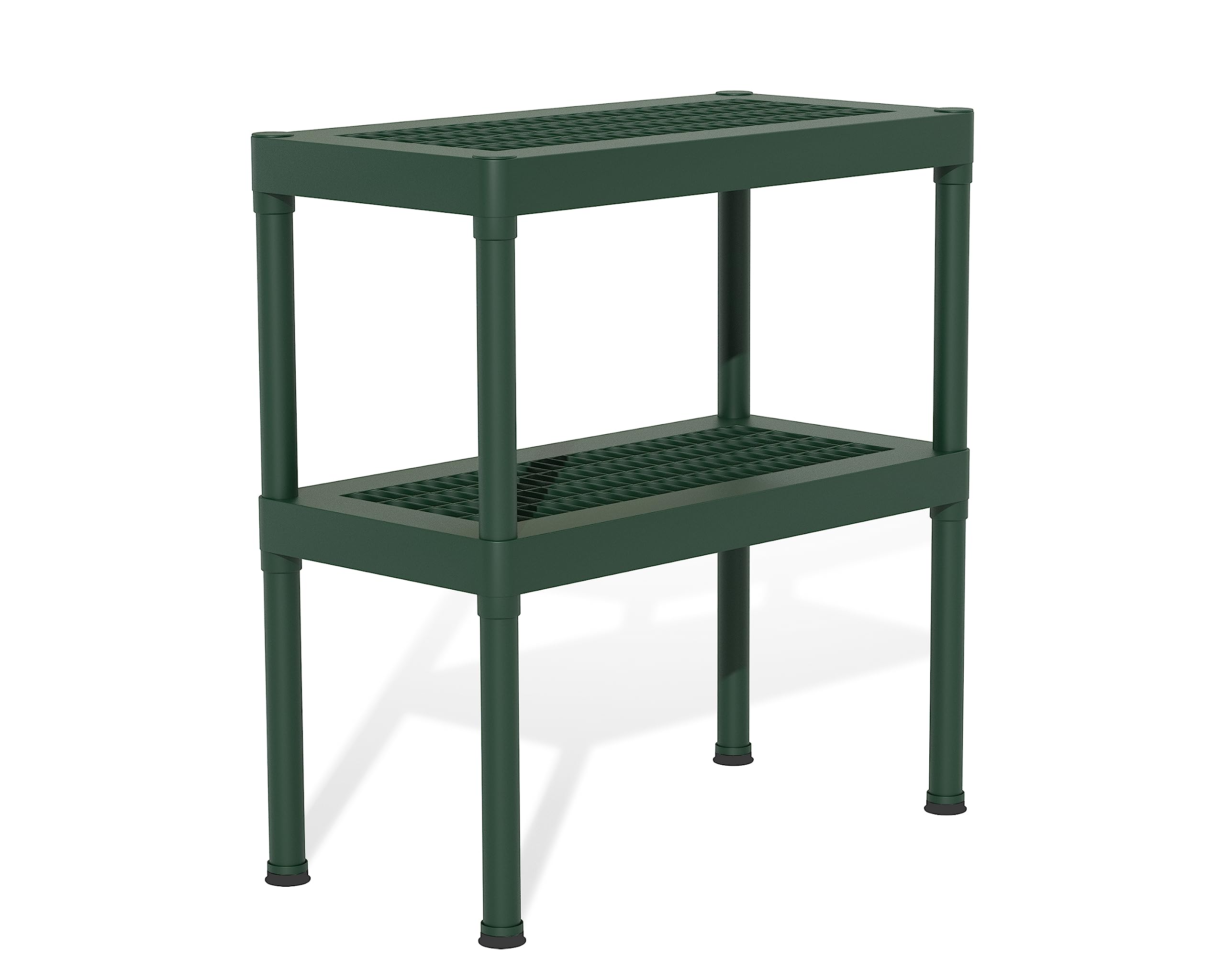 Rion Palram - Canopia 2-Tier Workbench Steel Greenhouse Potting and Nursery Work Table Shelf for Garage, Garden, and Green Houses, Shelves for Plants and Equipment 31.4''x15.7''x33.4'' (Forest Green)
