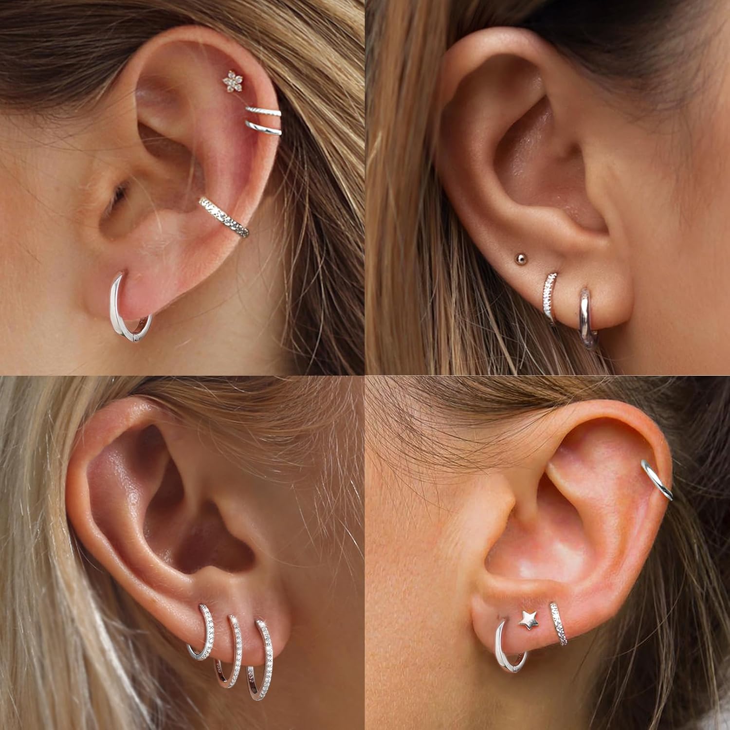 ChicSilver 925 Sterling Silver Huggie Earrings for Women 14K Gold Plated Silver Hoop Earrings for Women Hypoallergenic Small Cubic Zirconia Huggie Earring (6/8/10/12/14/16/18/20mm) - Image 8