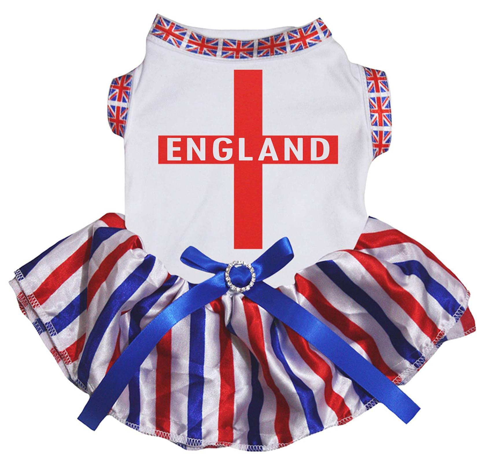 Petitebelle England Cross Puppy Dog Dress (White UK/Stripes, X-Small) — image 1